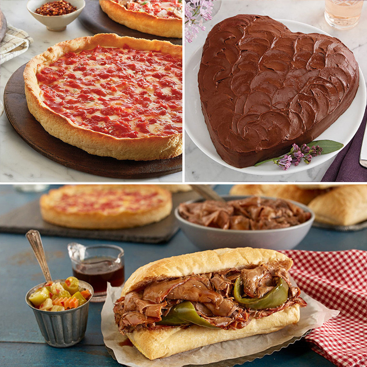 Portillo's Italian Beef Kit, Chocolate Cake & Lou's Pizza Combo