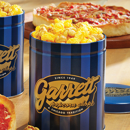 Garrett Popcorn Petite Tin & 1 Lou's Pizza | Tastes of Chicago