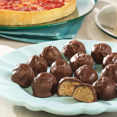 Kay's Peanut Butter Crunch Balls and a Lou Malnati's pizza
