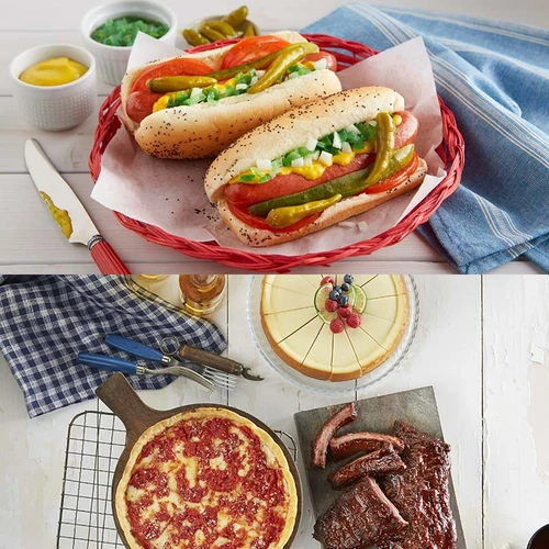 Lou Malnati's pizza, Portillo's Hot Dog Kit, Real Urban BBQ Ribs and Eli's Cheesecake Combo