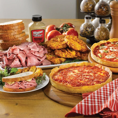 Manny's Corned Beef Kit and 2 Lou Malnati's pizzas