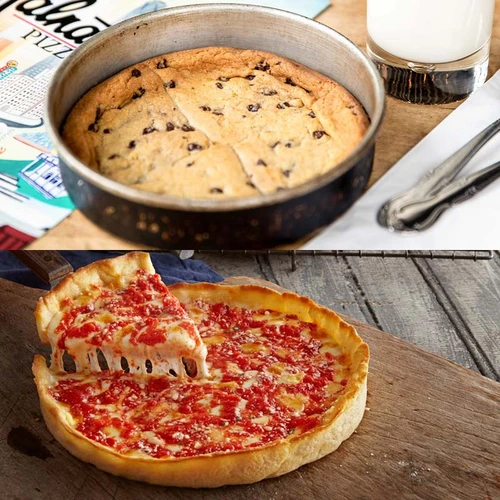 Lou's 9" Round Chocolate Chip Cookie and pizza