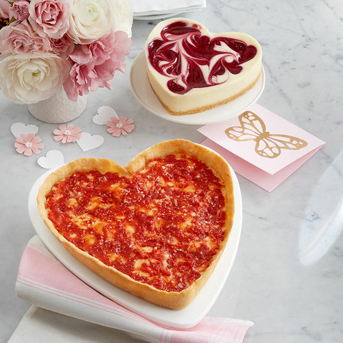 Eli's Heart Shaped Cheesecake & Heart Shaped Lou's Pizza