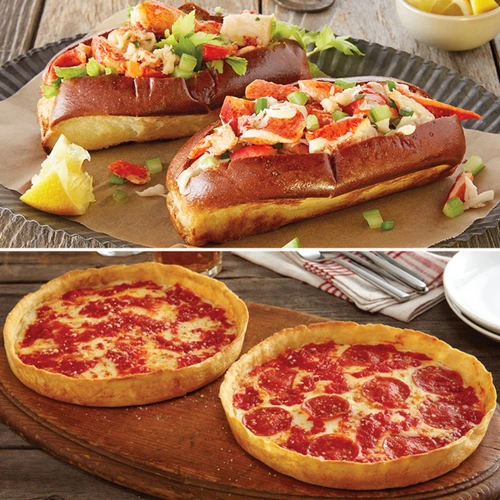 Shaw's Crab House Lobster Roll Kit and 2 Lou Malnati's pizzas