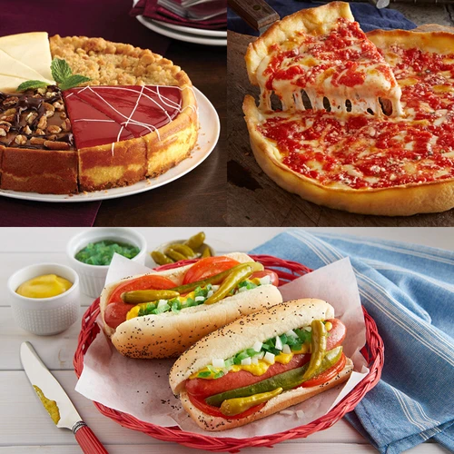 Lou Malnati's pizza, Portillo's Hot Dog Kit and Eli's Cheesecake Combo