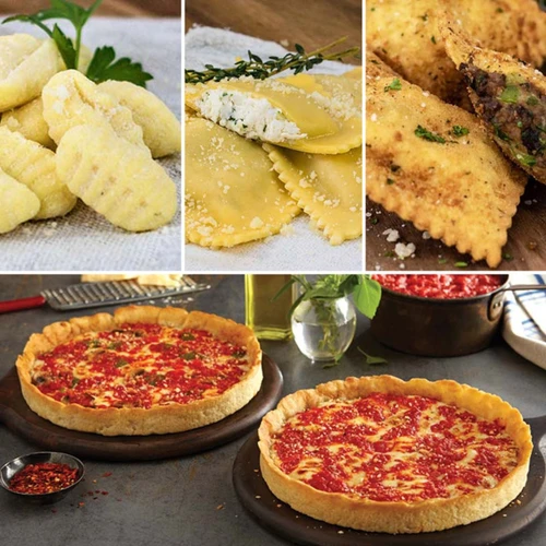 Perfect Pasta Gnocchi, Four Cheese Ravioli, Italian Style Beef Toasted Bites with Sauces and 2 Lou Malnati's pizzas