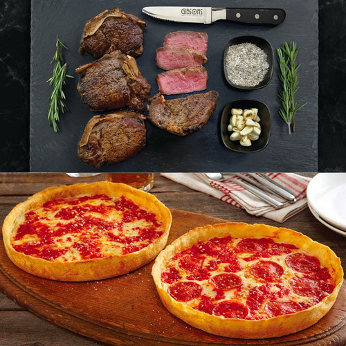 4 Gibson's 12oz. GGA Bone-In Filets & 2 Lou's Pizzas