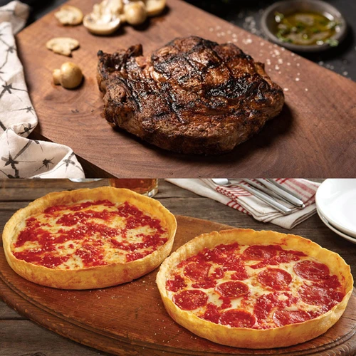 4 Gibsons 14oz. GGA Ribeyes and 2 Lou Malnati's pizzas