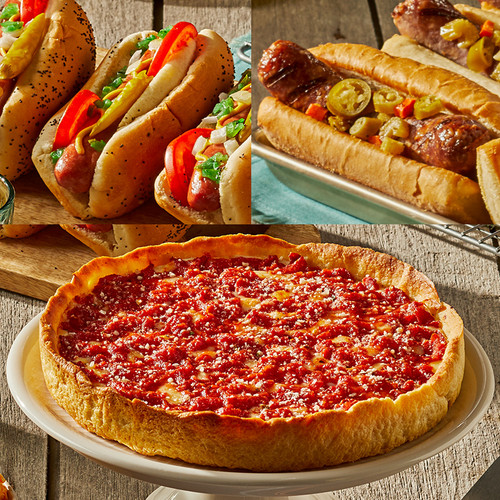 Vienna Hot Dog Kit, Nottoli Italian Sausage Sandwich Kit & 2 Lou's Pizzas