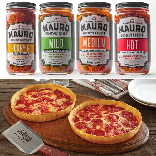 3 Jars of Mauro Provisions and 2 Lou Malnati's pizzas