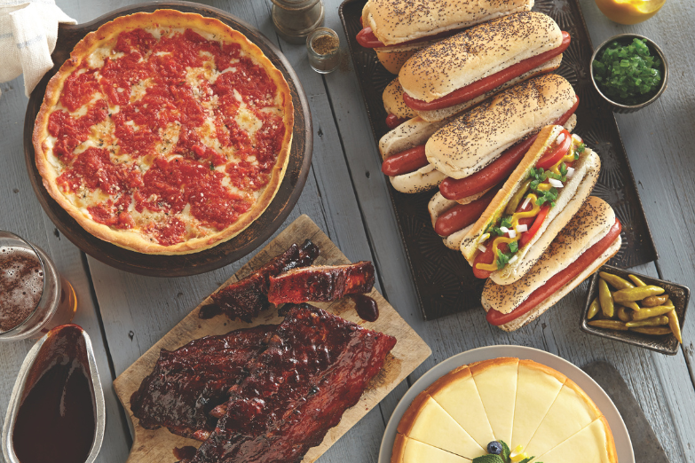 two pizzas on holders