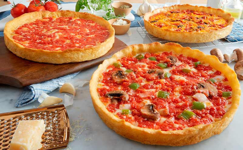 Vegetarian Deep Dish Pizzas