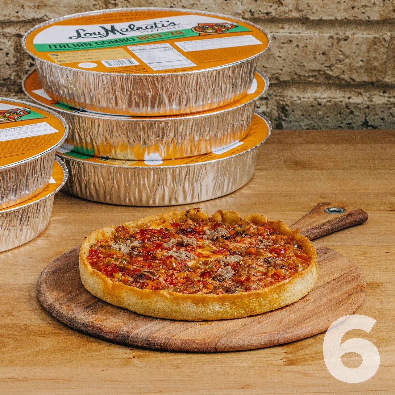 Image of 6 Italian Combo Beef-Za Deep Dish Pizzas