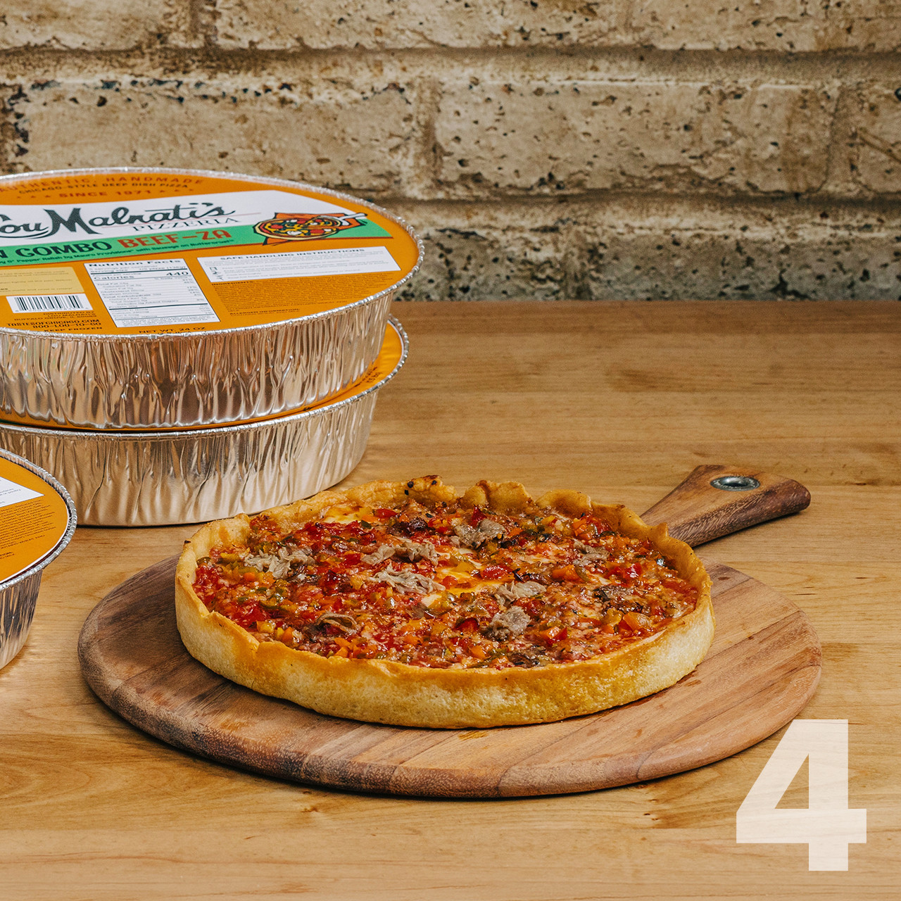 Image of 4 Italian Combo Beef-Za Deep Dish Pizzas