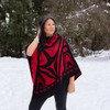Faux Fur Collar Cape - Raven