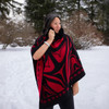 Faux Fur Collar Cape - Raven