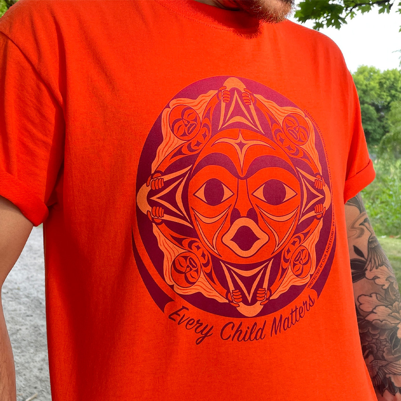 Tribal Totem in Viva Magenta and Apricot | Kids T-Shirt