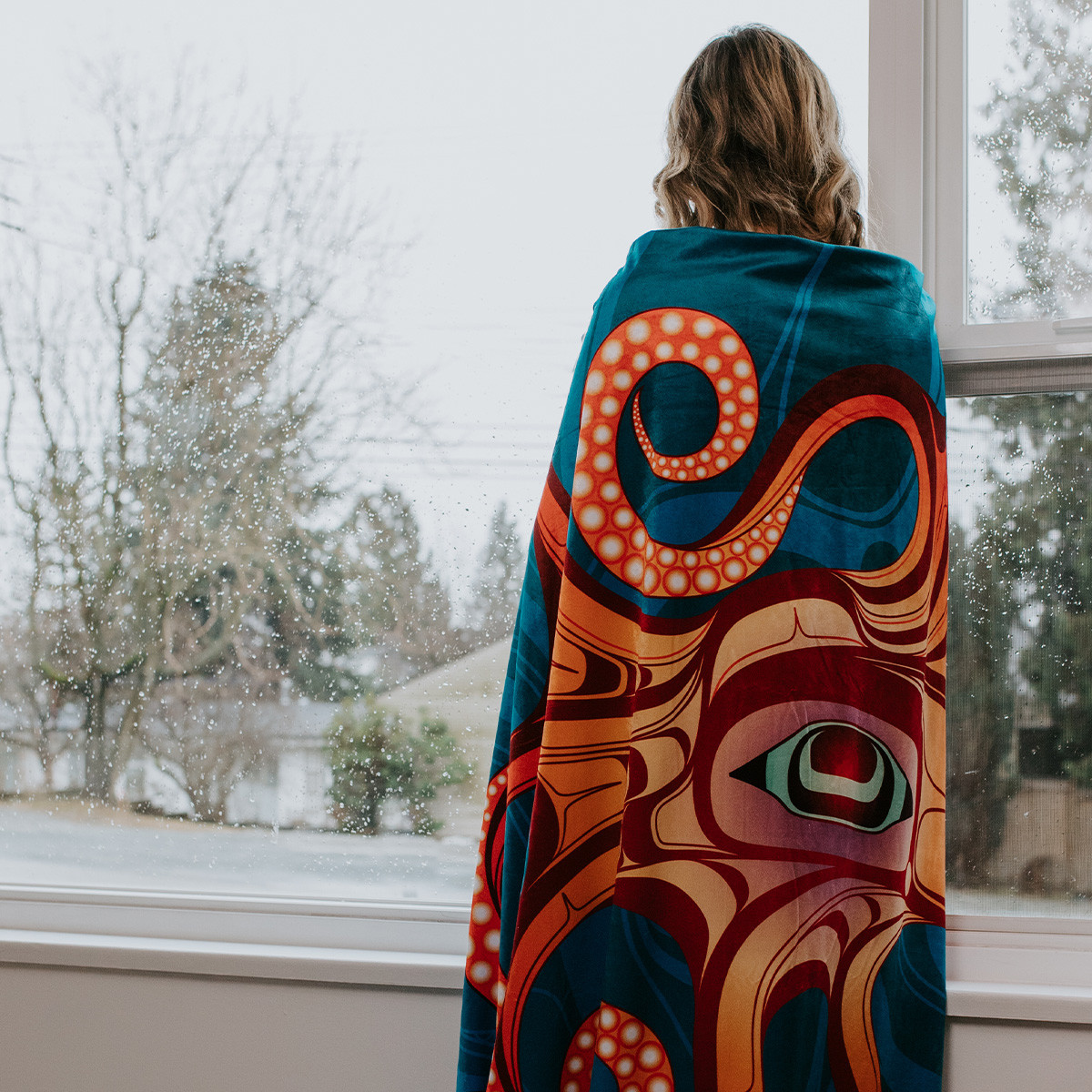 Premium Fleece Blanket - Octopus (Nuu), Ernest Swanson, Haida