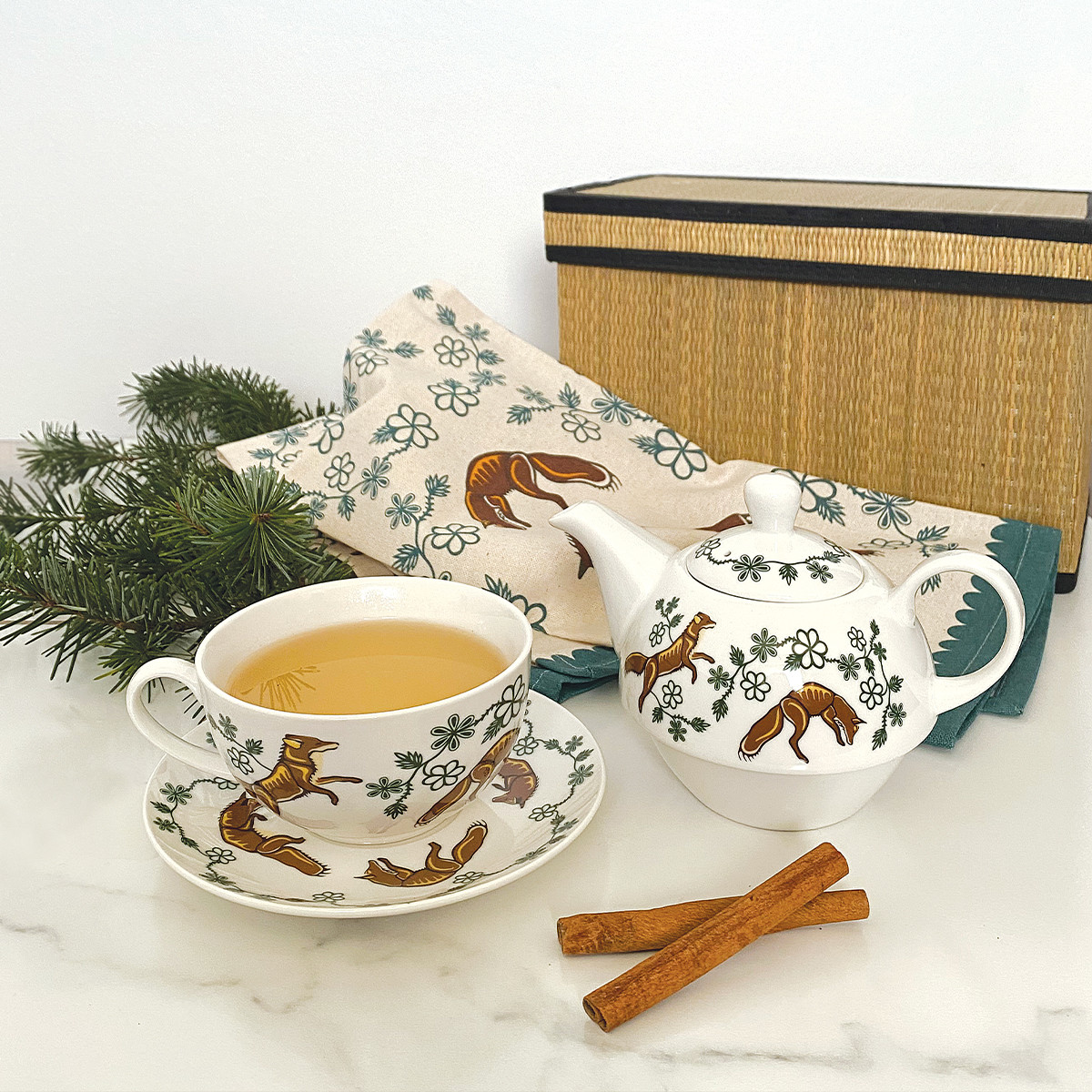Tea For One Set - Foxes (Wagooshna), Storm Angeconeb, Lac Seul