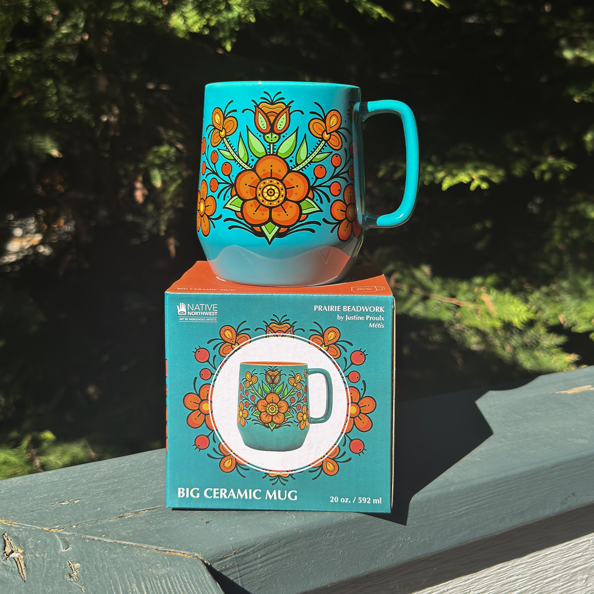 Big Ceramic Mug (20oz) - Prairie Beadwork by Justine Proulx, Métis