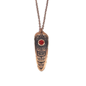 Sacred Feather Necklace (Ruby)