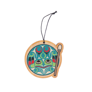 Wood Ornament - Frog Drum