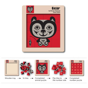Double-Sided Wooden Tile Puzzle - Bear