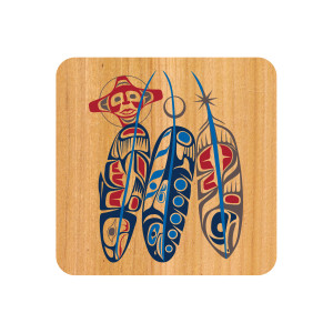 Cork-Backed Coaster - Salmon Life Cycle (Feathers)