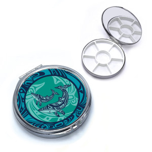 Pill Case with Mirror (Large) - Humpback Whale