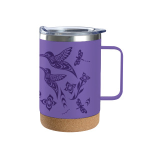 Cork Base Travel Mugs with Handle (16oz) - Hummingbird