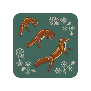 Cork-Backed Coaster - Foxes (Wagooshna) Cork-Backed Coaster - Foxes (Wagooshna)