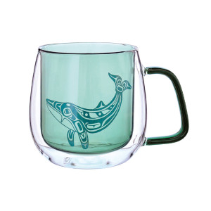 Double Walled Coloured Glass Mug - Humpback Whale