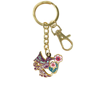 Enamel Keychain - Hummingbird (Purple/Pink)