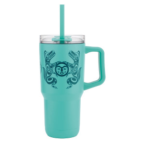 32oz Insulated Tumbler with Straw - Wolves and Full Moon