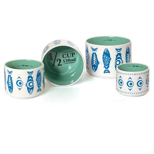 Ceramic Measuring Cup Set - Salmon in the Wild