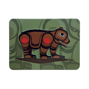 Embossed Metal Magnet - Bear (Green/Brown)
