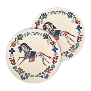 Ceramic Coasters (set of 2) - Horse (Gidagiza Mishtadim)