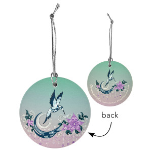 Ceramic Ornament - Hummingbird (Teal/Purple)