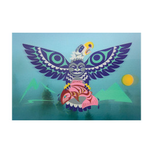 3D Lenticular Art Card - Eagle Salmon