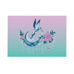 Postcard - Hummingbird (Teal/Purple)