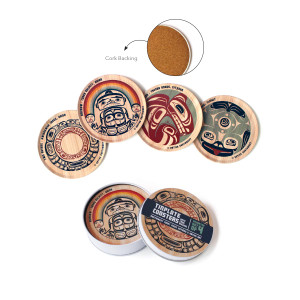 Tinplate Coasters - Assorted set of 4, Wood Grain