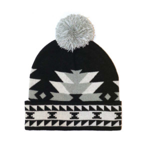 Knitted Tuque with Pom Pom - Salish Weaving Collection - Visions of Our Ancestors