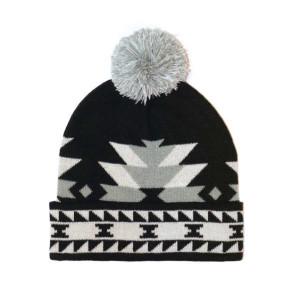 Knitted Toque with Pom Pom - Salish Weaving Collection - Visions of Our Ancestors Knitted Toque with Pom Pom - Salish Weaving Collection - Visions of Our Ancestors