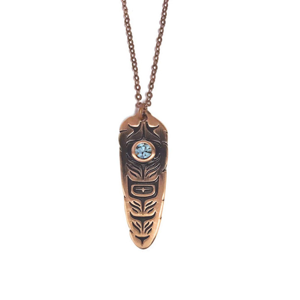 Sacred Feather Necklace (Aquamarine)