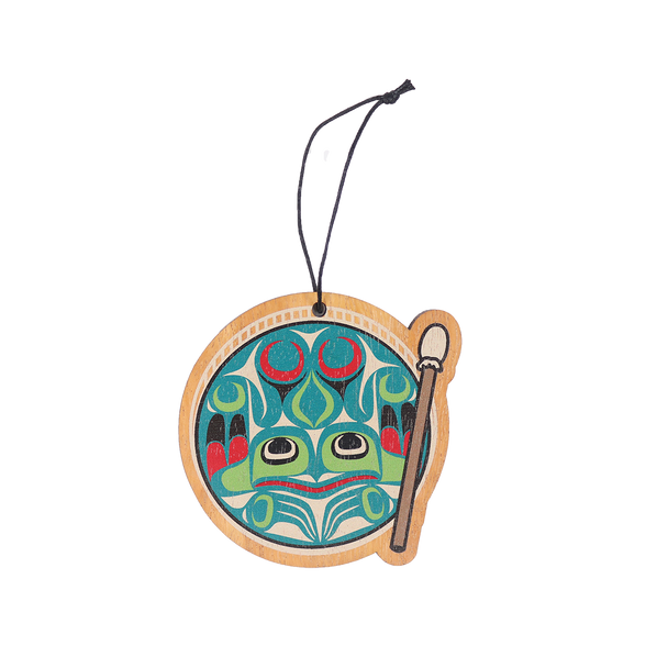 Wood Ornament - Frog Drum