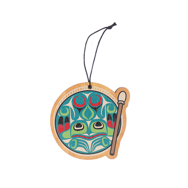 Wood Ornament - Frog Drum