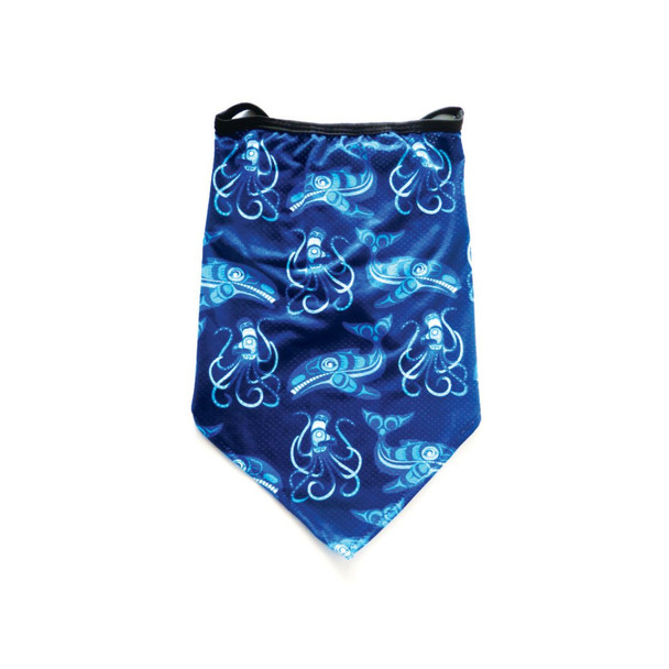 Bandana Gaiter with ear loops for Kids   - Whale & Octopus