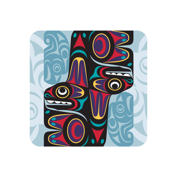 Cork-Backed Coaster - Thunderbird and Whale