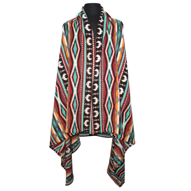 Multi-Use Fleece Cape - Salish Weaving - Spirit of the Sky