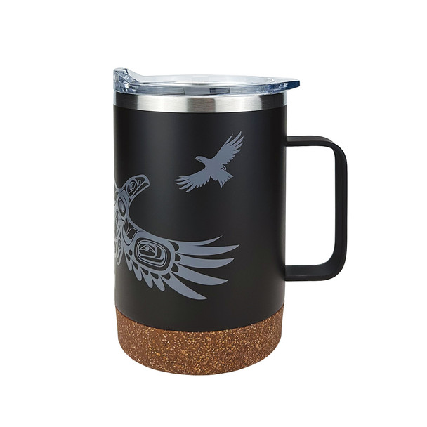 Cork Base Travel Mugs with Handle (16oz) - Soaring Eagle